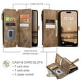 thumbnail image 3 of CaseMe Case for iPhone 17 Pro Wallet Case for Women Men, Fashion Durable PU Leather Magnetic Flip Lanyard Strap Wristlet Zipper Card Holder Wallet Phone Case for iPhone 17 Pro 6.3-inch,Brown, 3 of 9