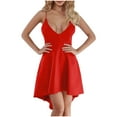 thumbnail image 2 of qolati Homecomings Dresses for Women Spaghetti Strap V-Neck Backless Flare Mini Dress Elegant Sleeveless A Line Short Prom Dress, 2 of 9
