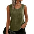 thumbnail image 5 of Qwertyu Womens Cotton Linen Crop Tank Tops Casual Sleeveless Crew Neck Loose Fit Solid Color Linen Blend Camisole Army Green 2XL, 5 of 8