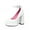 White, variant on Women's Platform High Block Heel Pumps Square Toe Ankle Strap Heart Buckle Patent Leather Party Prom Dress Shoes