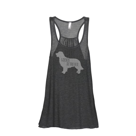 Thread Tank Golden Retriever Dog Silhouette Women's Sleeveless Flowy Racerback Tank Top Charcoal Small