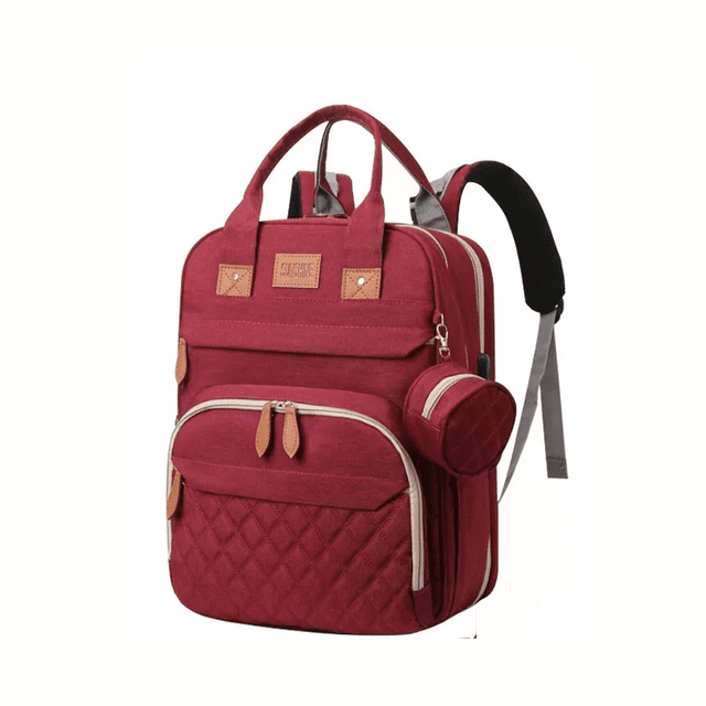 Mochila Pañalera Multifunción Plegable Con Mosquitero Vino