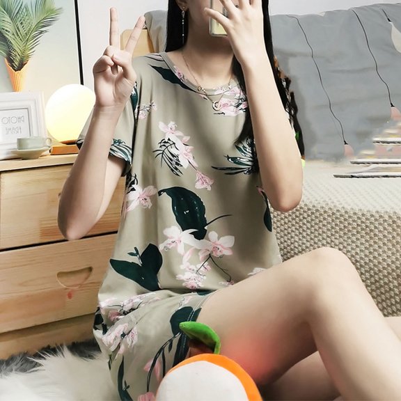 YHAJDS Pajamas for Women 2 Piece Short Sleeve Heart Print Top and Shorts Lounge Set