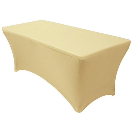 

Mds Pack of 12 Rectangular Stretch 8ft Spandex Table Cover Tablecloths for Wedding - Champagne Gold