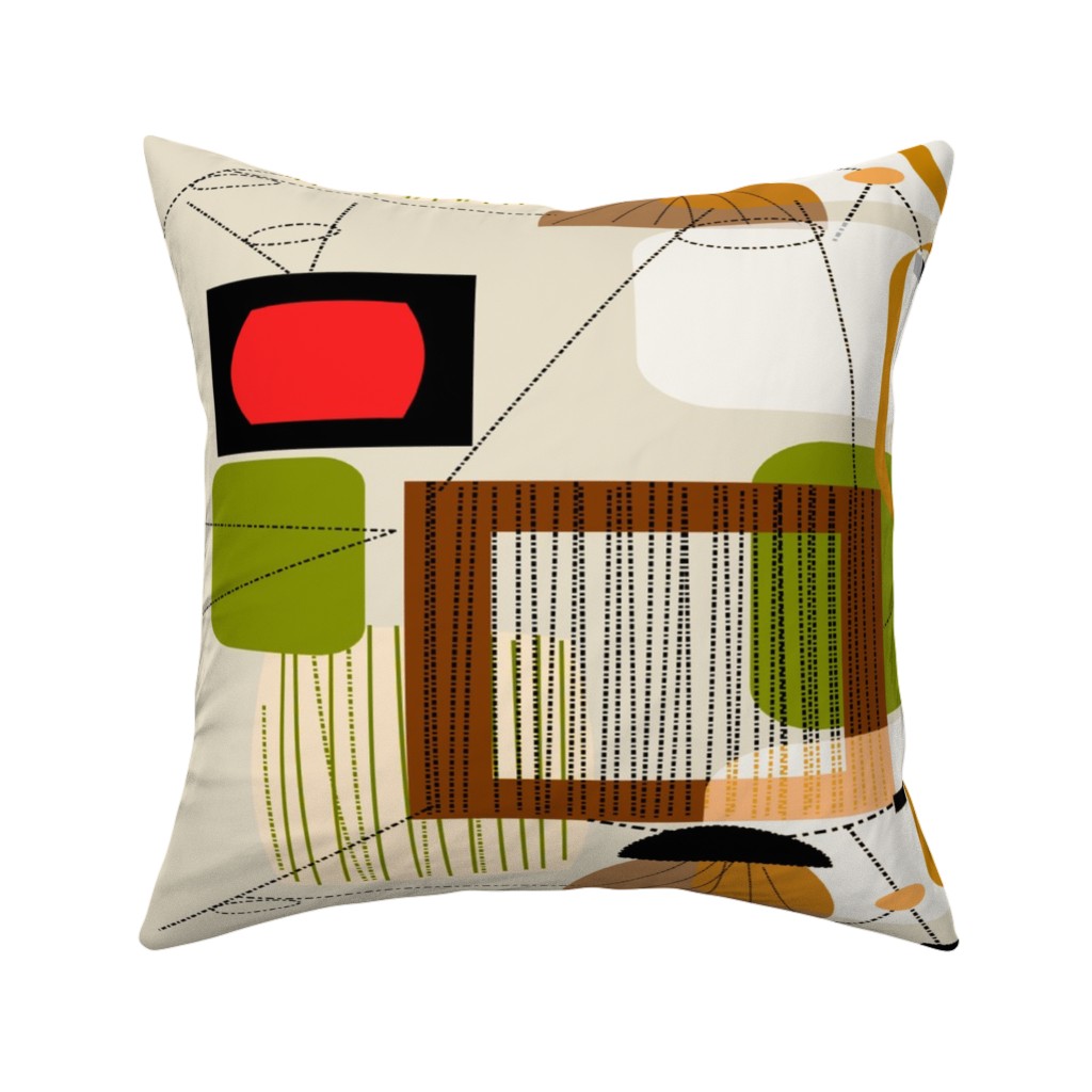 Abstract Mid Century Modern Throw Pillow Cover w Optional Insert by Roostery