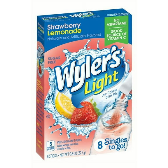 Wyler's Light Singles To-Go Drink Mix, Strawberry Lemonade, .80 Oz, 8 Packets, 1 Count