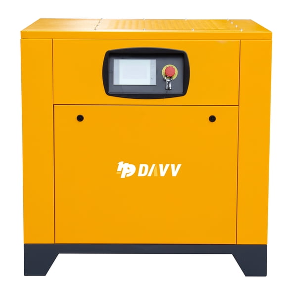 HPDAVV Rotary Screw Air Compressor, Variable Frequency Motor, 208-230V, 20HP/15KW Single/Three-phase Compatible, 81CFM/115PSI, Base Mounted Industrial Air Compressor System