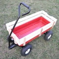 thumbnail image 2 of Outdoor Wagon All Terrain Pulling Metal Base& Wooden Guardrail ,Long Service Life, Wood Railing Air Tires Children Kid Garden, Red, 2 of 9