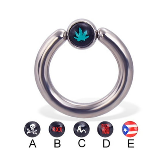 Captive Bead Ring With Logo Ball, 8 Ga,B - XXX