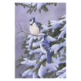 thumbnail image 1 of Toland Home Garden Two Blues 28 x 40 Inch Decorative Winter Snow Jay Bird House Flag, 1 of 1