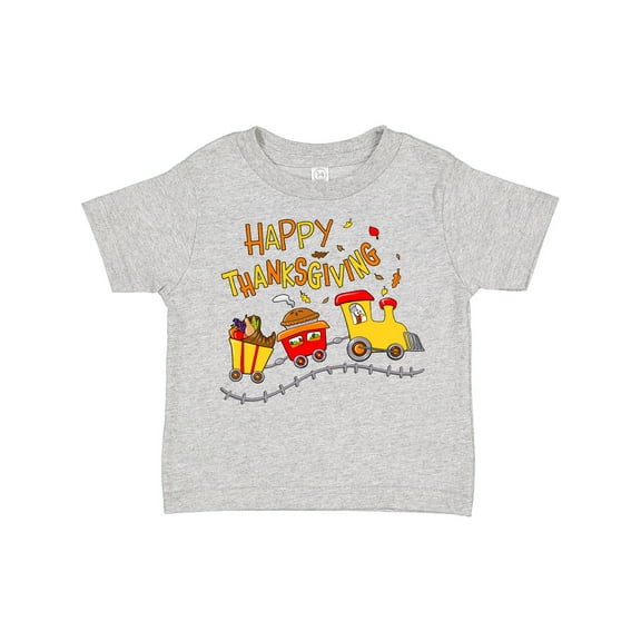 Inktastic Happy Thanksgiving Turkey Train with Food Boys or Girls Toddler T-Shirt
