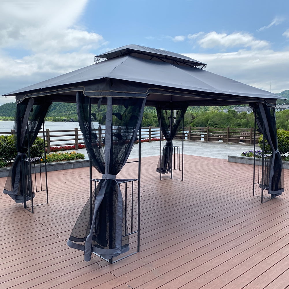 Kadyn 13x10Ft Outdoor Party Tent, Outdoor Patio Gazebo Canopy Tent with Ventilated Double Roof and Mosquito net, Waterproof Tent for Lawn, Gray Top Kadyn 13x10Ft Outdoor Party Tent, Outdoor Patio Gazebo Canopy Tent with Ventilated Double Roof and Mosquito net, Waterproof Tent for Lawn, Gray Top