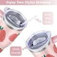 thumbnail image 5 of 40oz Cute Red Strawberry Stainless Steel Flip Straw Tumbler Spill Proof Travel Cup Double Wall Vacuum Insulated Coffee Mug with Top Handle, 5 of 6