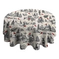 thumbnail image 4 of Beige Christmas Winter Scene Pattern Round Tablecloth 60"x60",Wrinkle Wipeable Table Cloth for Kitchen Dining Room Picnic Patio Party, 4 of 6