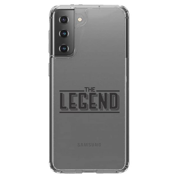 DistinctInk Clear Shockproof Hybrid Case for Galaxy S21 5G (6.2" Screen) - TPU Bumper Acrylic Back Tempered Glass Screen Protector - The Legend