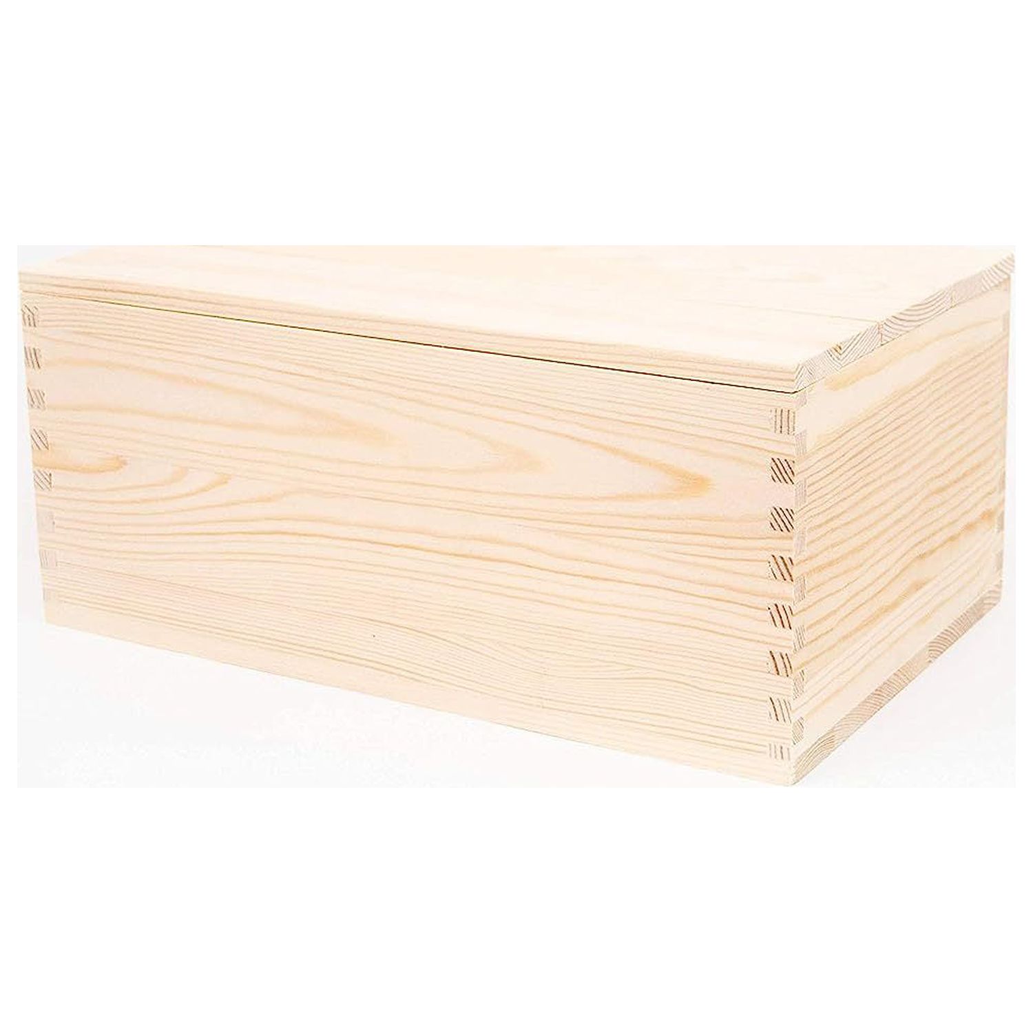 Large Unfinished Quality Wooden Pine Boxes with Lids Keepsake Pine