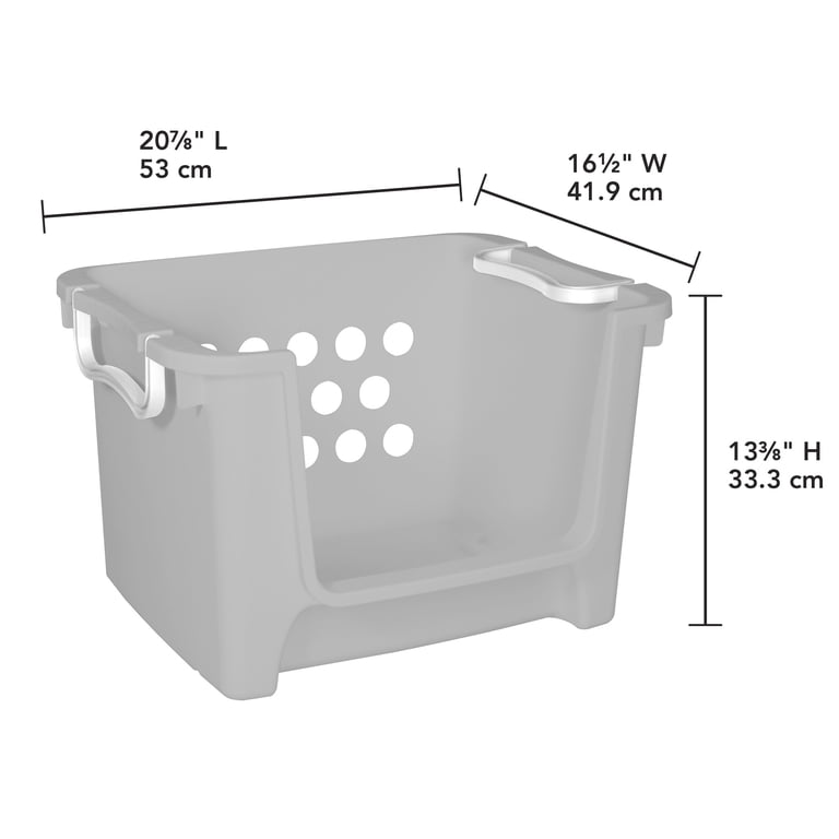 Sterilite Kids Stacking Toy Storage Bin with Handles, Grey, Multi