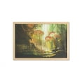 thumbnail image 1 of Fantasy Wall Art with Frame, Forest with Waterfall Vivid Autumn Season Nature Inspired Digital Painting Print, Printed Fabric Poster for Bathroom Living Room, 35" x 23", Multicolor, by Ambesonne, 1 of 2