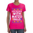 thumbnail image 2 of Wild Bobby Deck The Halls With Matzo Balls Hanukkah Sweater | Holiday Women Graphic Tee, 2 of 5