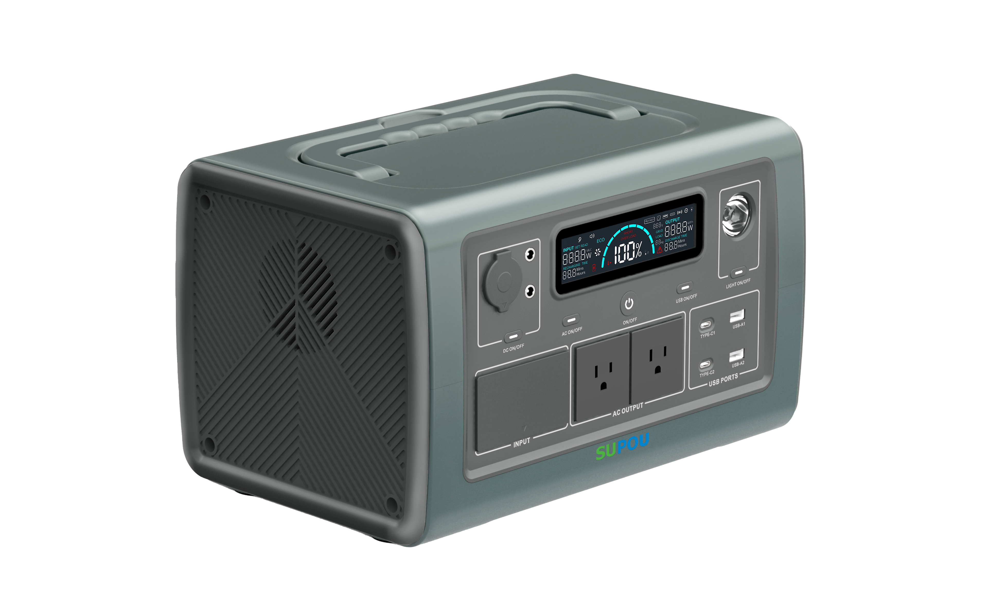 SUPOU SUP0800U 800W(Peak 1600W) Portable Power Station, 768Wh LiFePO4 battery, 120Vac, 6.7A,50/60Hz, Portable Generators for Home Use, Outdoor Car Camping, Emergency