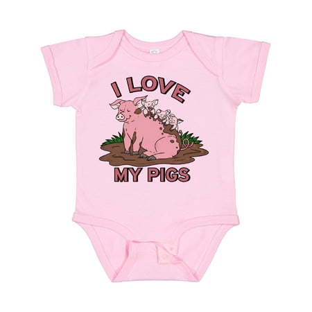 

Inktastic I Love My Pigs with Cute Pig Family Boys or Girls Baby Bodysuit