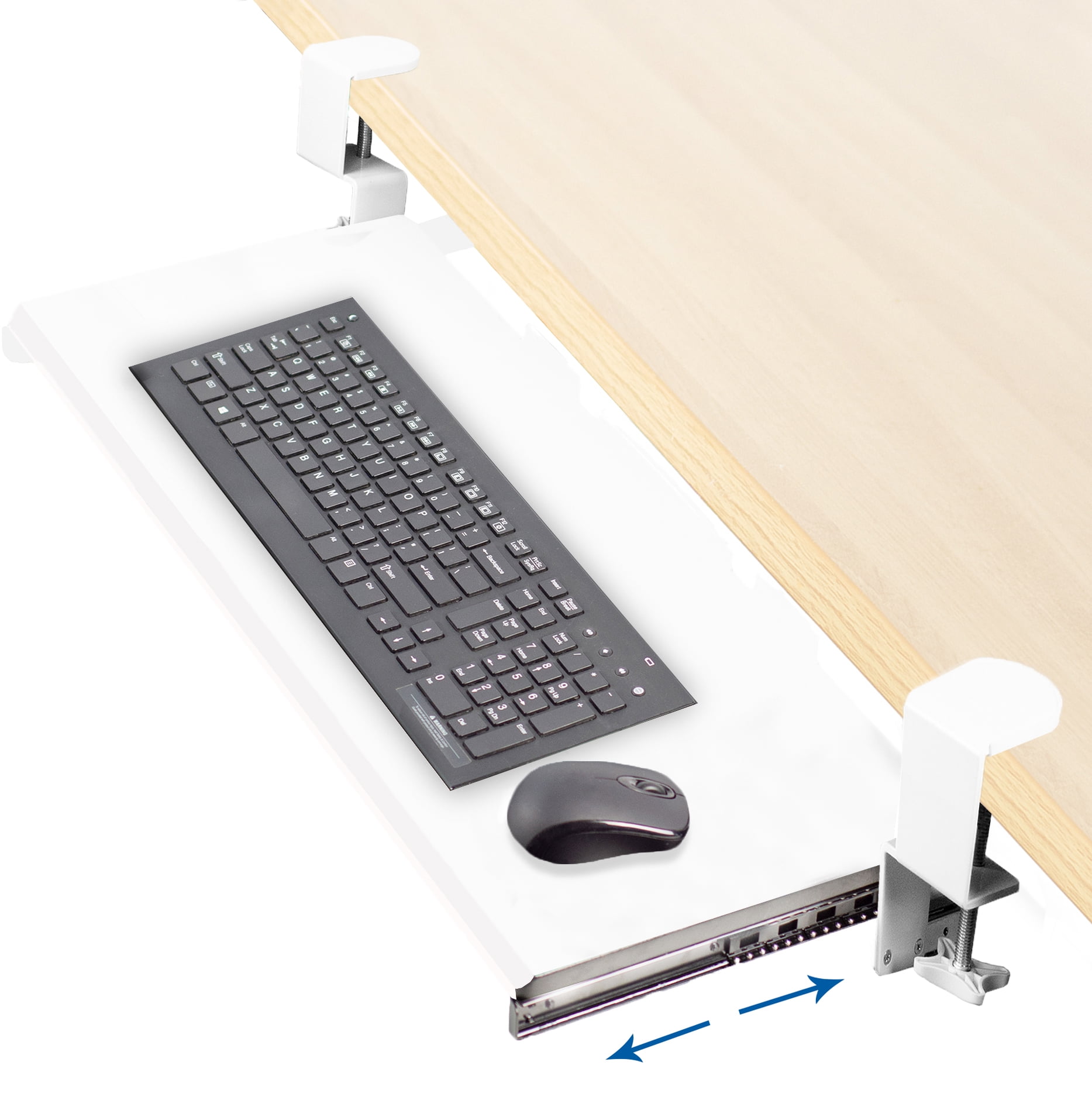 VIVO Extra Sturdy Clamp-on Computer Keyboard and Mouse Under Desk Slider Tray | 27&quot; x 11&quot; Platform Drawer (MOUNT-KB05W)