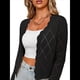 thumbnail image 1 of Chaqueta Cárdigan de Punto con Cuello en V y Larga para Mujer, Suéter Chal de Punto Sin Botones. Negro L, 1 of 8