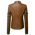 thumbnail image 3 of Yoodem Leather Jacket Women Womens Winter Jacket Womens Long Sleeve Leather Jacket Motorcycle Leather Jacket Pu Leather Jacket Fashion Womens Jacket Coat Leather Jacket Brown M, 3 of 4