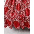 thumbnail image 4 of Red Paisley Bandana Print Elastic Waist Flowing A-Line Maxi Skirt For Women Casual Summer Vacation Skirt, 4 of 5