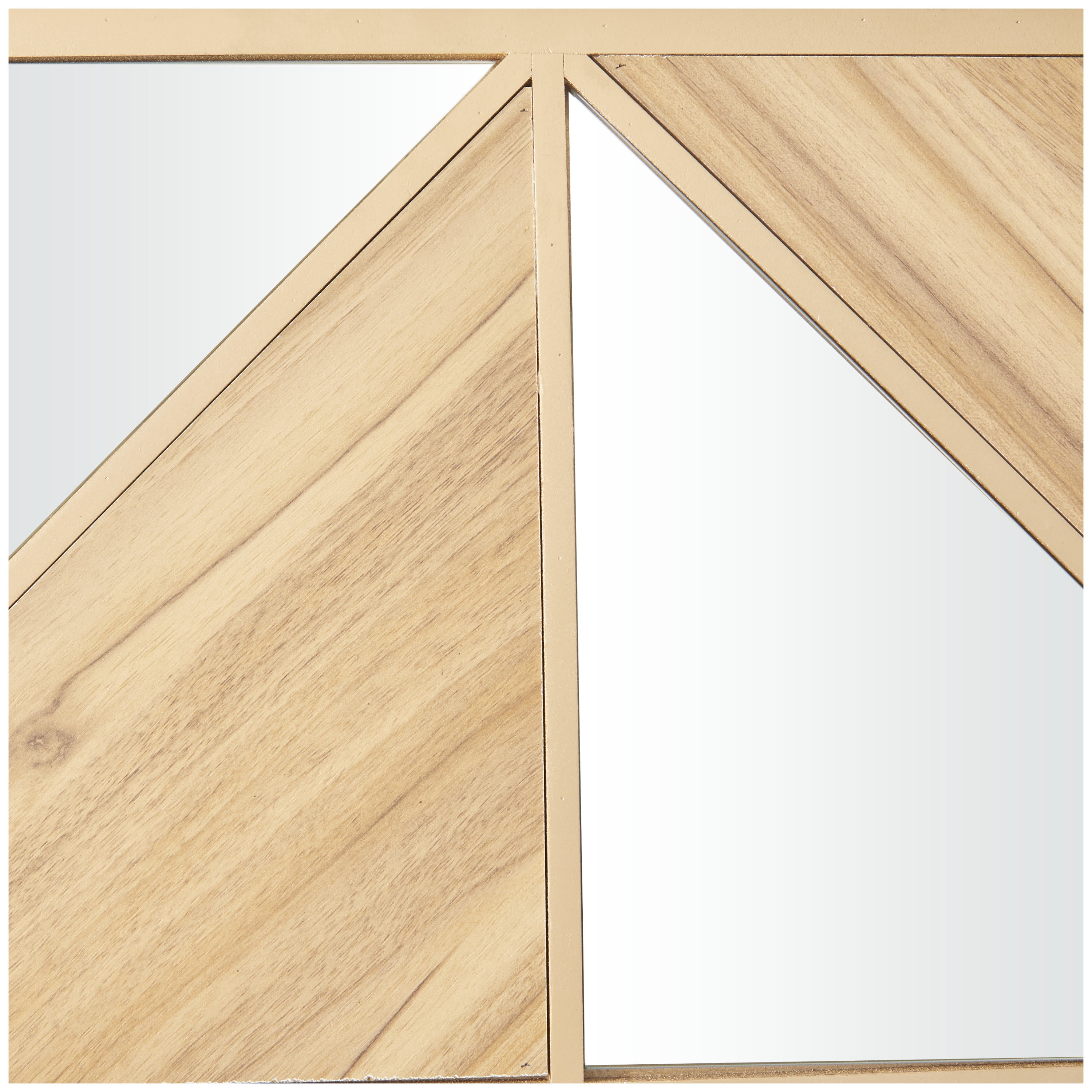 DecMode Light Brown Wood Triangle Mirrored Geometric Wall Decor