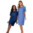 thumbnail image 6 of Dreams & Co. Women's Plus Size 2-Pack Short-Sleeve Sleepshirt Nightgown - 3X/4X, Soft Iris Pretty Flowers Multicolored, 6 of 6