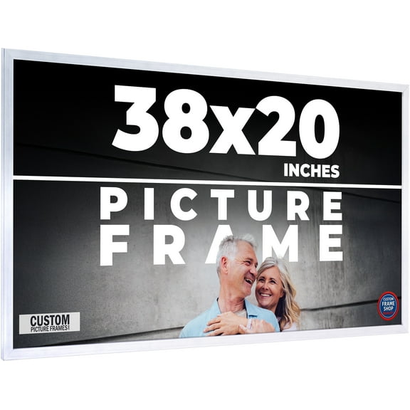 38x20 Frame Silver Stainless Steel Solid Wood Picture Frame | 0.75 Inch Moulding Width | Includes