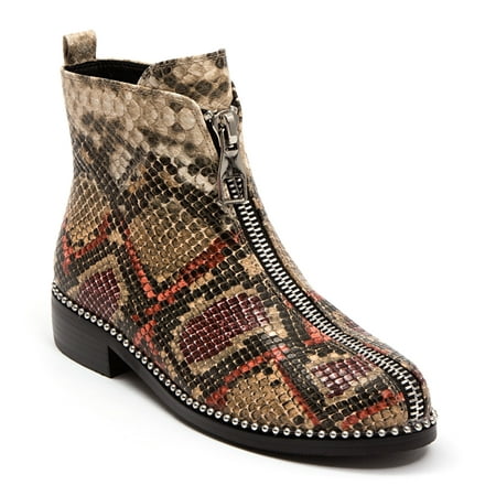 

Ninety Union Zippy PU Short Bootie With Front Zip And Studs Brown/Multi 10