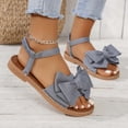 thumbnail image 6 of hoksml Women's Bow Decor Flat Sandals Elastic Ankle Strap Open Toe Summer Casual Dressy Shoes, 6 of 7