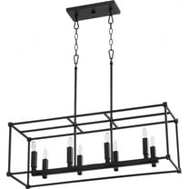 656-8-69-Quorum Lighting-Olympus - 8 Light Linear Pendant In Traditional Style-11.75 Inches Tall and 10.75 Inches Wide-Textured Black Finish