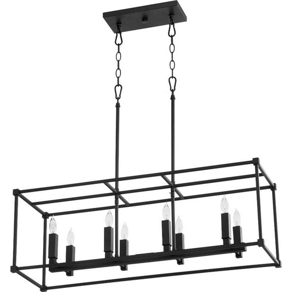 656-8-69-Quorum Lighting-Olympus - 8 Light Linear Pendant In Traditional Style-11.75 Inches Tall and 10.75 Inches Wide-Textured Black Finish