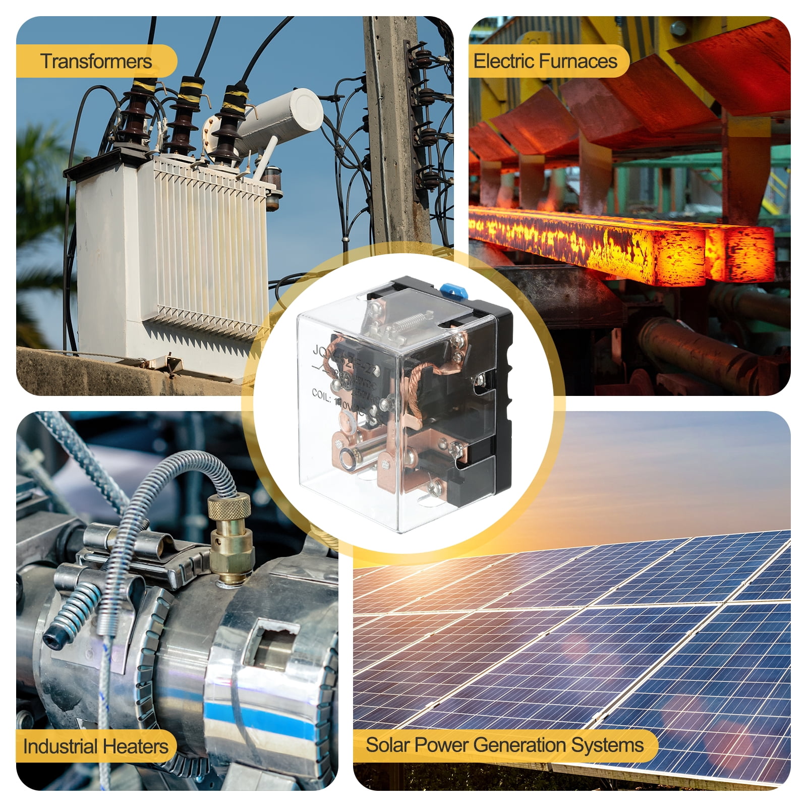 AC110V 120A Electromagnetic Relay, High Power Relay DPDT 2NO 2NC 8 Terminals Din Rail Mounting