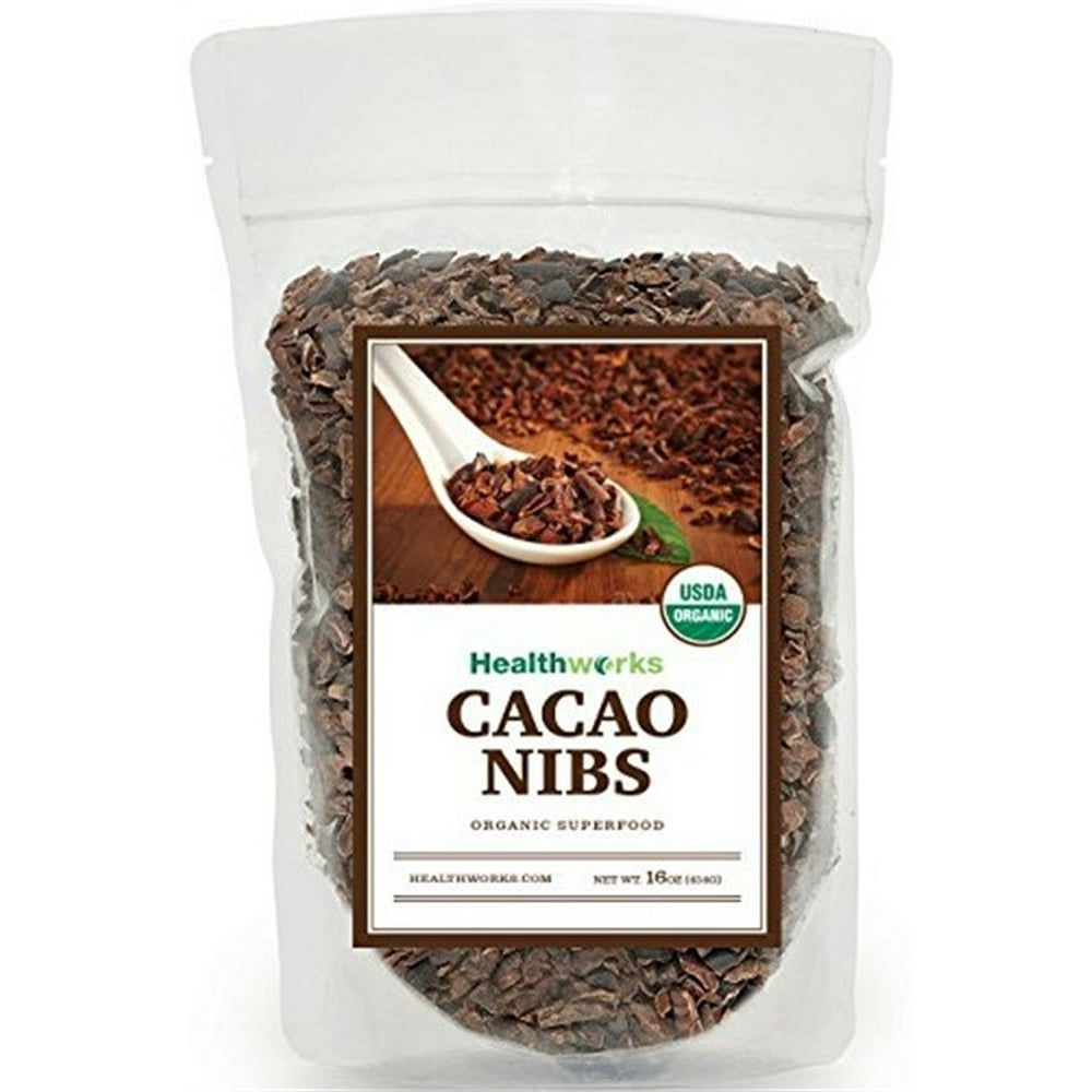 Healthworks USDA Organic 100 Raw Cacao Nibs 1 lb (16 oz)