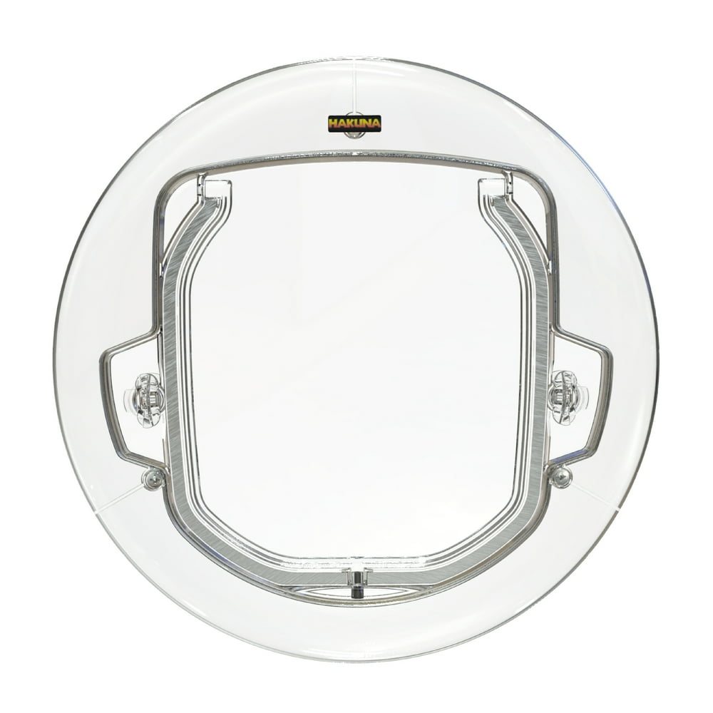 Hakuna Small Ultra Clear Pet Door Cat Flap with 4 Way Locks, 7.5 in x 7