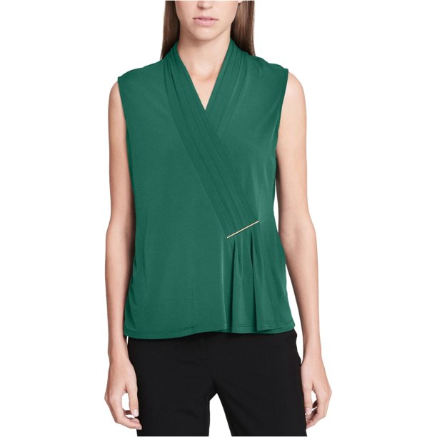 Blusa de punto plisada Calvin Klein mujer verde mediana Tejer