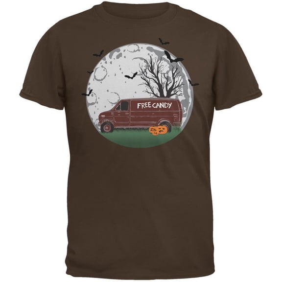 Halloween Men's Free Candy Van Brown Short Sleeve T Shirt