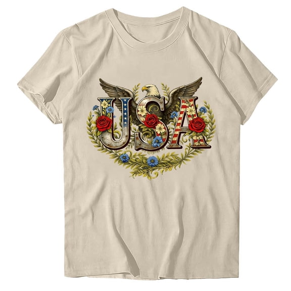 Vetsdori American Flag T Shirts for Women USA Years Anniversary Graphic Pullover Short Sleeve Red White and Blue Summer Casual,Independence Day 4th of July Womens Shirts Crew Neck