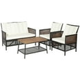 thumbnail image 3 of Costway Patiojoy 4 Pieces Patio Rattan Furniture Set with Wood Table, Mix Reddish Brown, 3 of 9
