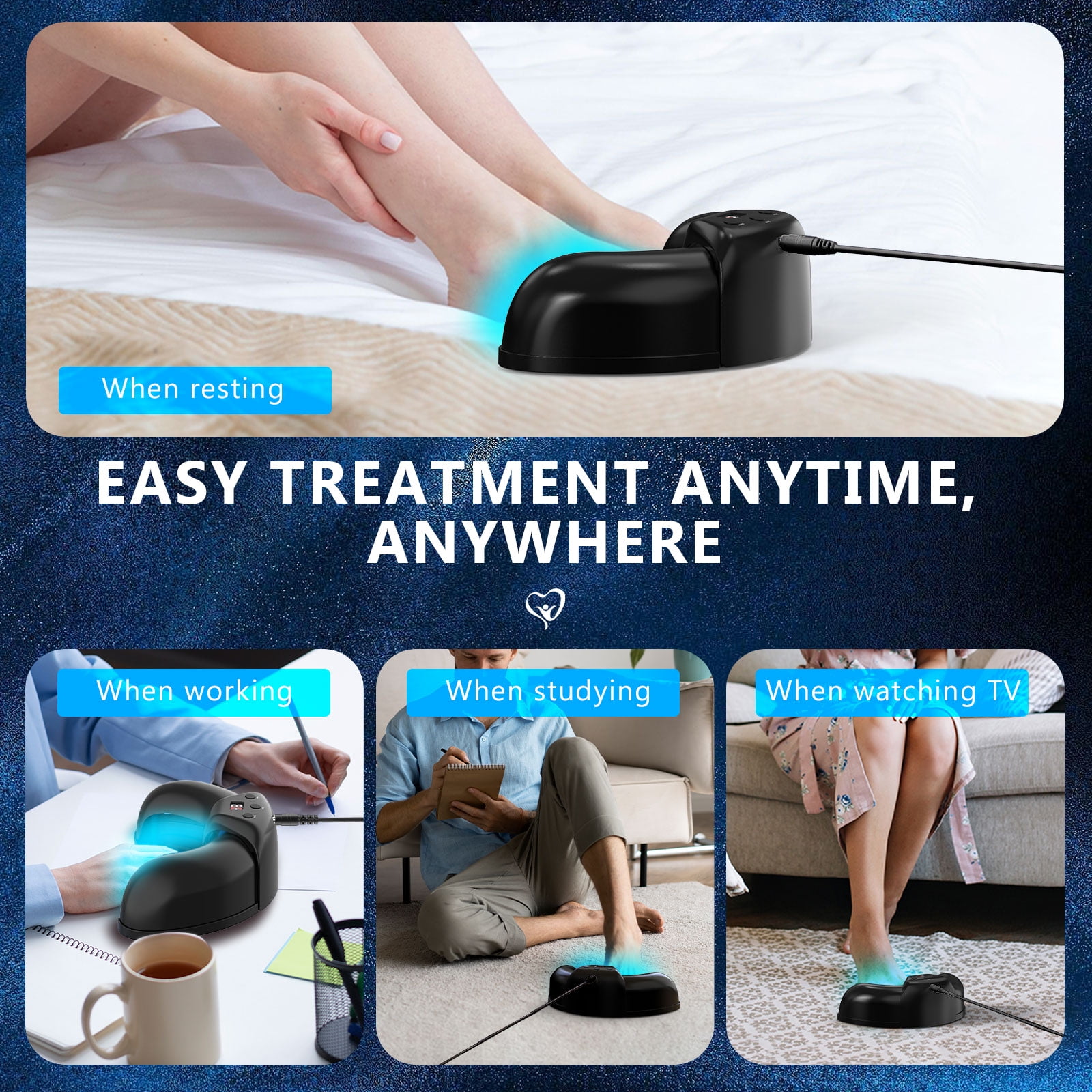 Nail Fungus Cleaning Light Therapy Device – Adjustable 3, 5, 10 Minute Sessions – Treat Multiple Fingers & Toes-12pcs 470nm & 6pcs 910nm for Home Use Treat and Highly Effectively Prevent