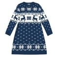 thumbnail image 4 of Fiaer Women's Christmas Sweater Dress Oversized Crew Neck Funny Reindeer Floral Printed Plus Size Long Sleeve Long Pullover Slim Fit Tops Blue S, 4 of 4