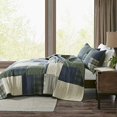 thumbnail image 4 of Woolrich Courtepointe 100 % Coton Réversible Design Style Cabane à Carreaux Toutes Saisons, Couvre-Lit Respirant, Ensemble de Literie avec Taies d'Oreiller Assorties, Très Grand/Cal Très Grand (110"x96 Pouces), Mill Creek, Vert, 4 of 5