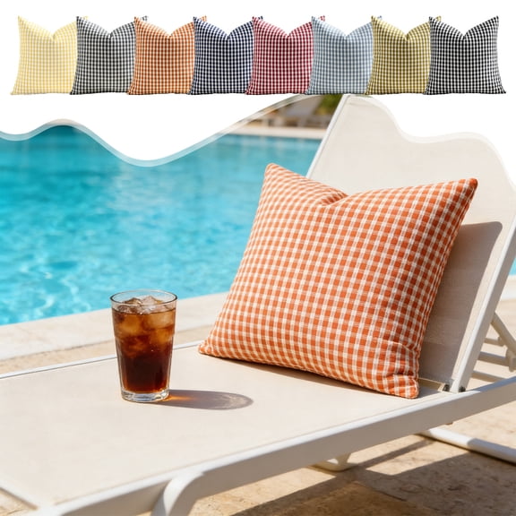FastXmas Outdoor Pillow Covers, 18x18 In, Checkered Splashproof Decorative Throw Cushion Covers for Spring Summer Patio Garden Poolside Farmhouse Tent Balcony Couch Sofa Decor