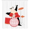 thumbnail image 3 of Ambesonne Drums Shower Curtain, Whimsical Panda Hit Man Text, 69"Wx84"L, White Multicolor, 3 of 3