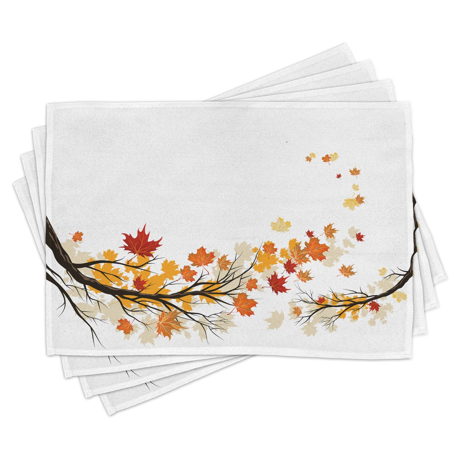 Washable Fabric Placemats for Dining Table Forest Flowers Leaves Petals Woodland Inspired Bloom Season Gardening Standard Size Marigold and Orange Ambesonne Botanic Place Mats Set of 4