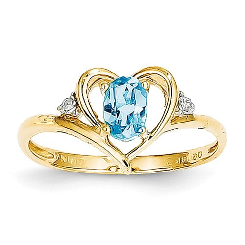 14k Yellow Gold 6x4 Oval Diamond & Blue Topaz Ring. Gem Wt- 0.54ct by Jewelrypot